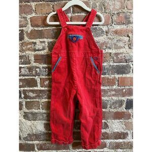 Vintage IZOD Lacoste Red Corduroy Overalls Baby Size 12-24 Months